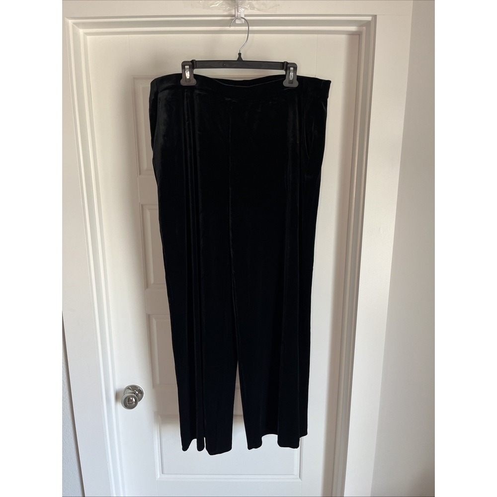 J. Jill Wearever XL WideLeg Velvet Pant Black Stretch Holiday Whimsigoth Holiday